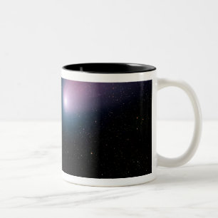 Caneca De Café Em Dois Tons Composto de Digitas de um título do cometa para o