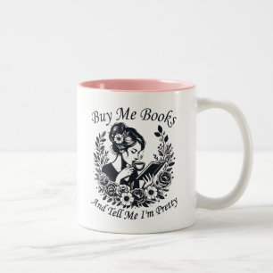 Caneca De Café Em Dois Tons Comprar-me Livros e diz-me que estou Bonito
