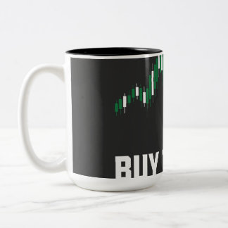 Caneca De Café Em Dois Tons Compre a Queda — Edição Crypto & Trader de Ações