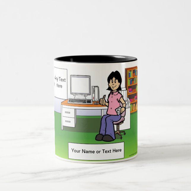 Caneca De Café Em Dois Tons Computador Lover, Funcionário de TI - Cartoon femi (Centro)