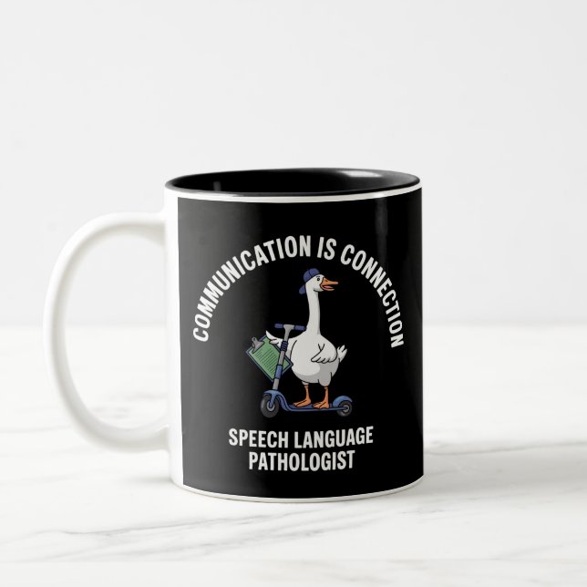 Caneca De Café Em Dois Tons Comunicação É Conexão Discurso Língua Ganso (Esquerda)