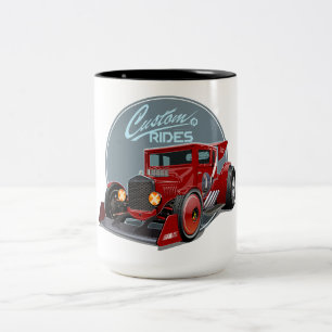 Caneca De Café Em Dois Tons Conceito de carro de corrida retrô personalizado