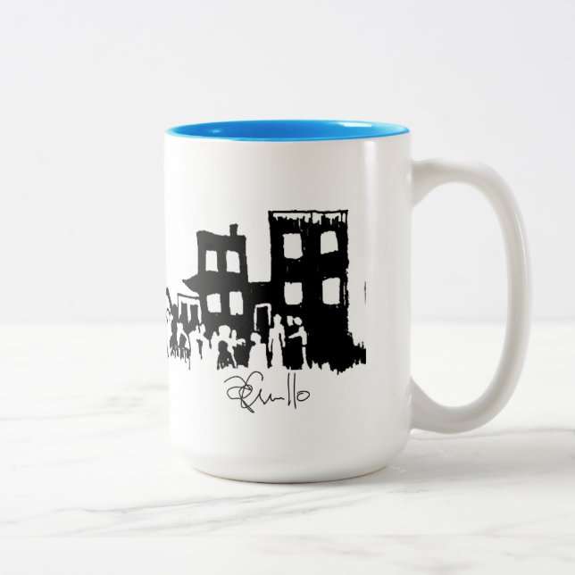 Caneca De Café Em Dois Tons Concertação de Partes de Bloco (Direita)
