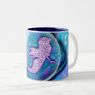 Caneca De Café Em Dois Tons Concha Marinha Adequada para Menina Glitter Mágica