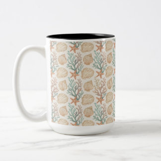 Caneca De Café Em Dois Tons Conchas e Coral