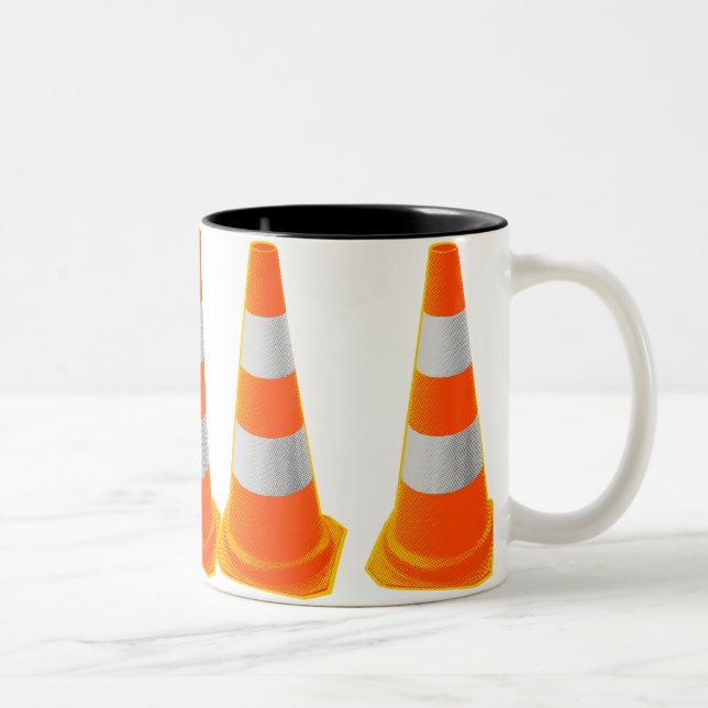 Caneca De Café Em Dois Tons Cone de Tráfego com Listras Cinzas (Direita)
