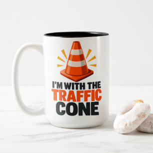 Caneca De Café Em Dois Tons Cone de trânsito Estou com o humor do cone de trân