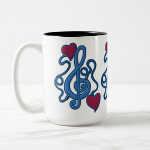 Caneca De Café Em Dois Tons Conectado Ao Music Blue Note Mug