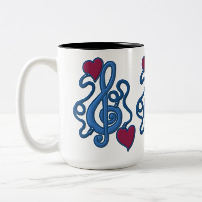 Caneca De Café Em Dois Tons Conectado Ao Music Blue Note Mug (Esquerda)
