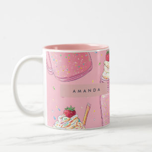 Caneca De Café Em Dois Tons Confeitos Cor-de-Rosa Personalizados para Milkshak