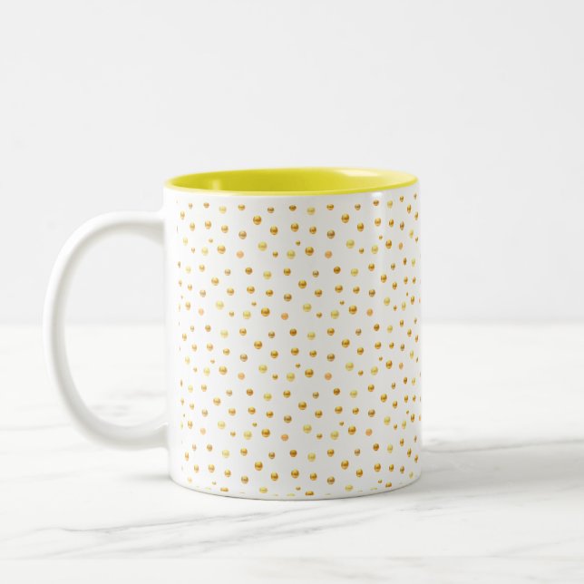 Caneca De Café Em Dois Tons Confete Dourado em Branco (Esquerda)