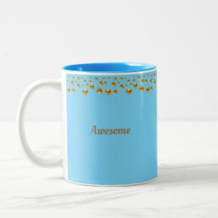 Caneca De Café Em Dois Tons Confete Dourado & Texto Personalizado em Turquesa