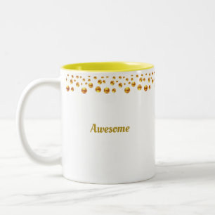 Caneca De Café Em Dois Tons Confetti do ouro e texto personalizado em branco