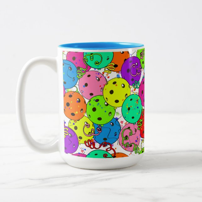 Caneca De Café Em Dois Tons Confetti e Balões-de-Pickleball (Esquerda)