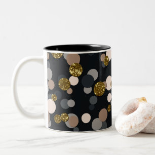 Caneca De Café Em Dois Tons Confetti Peach, Maple, Cinza e Brilho Dourado