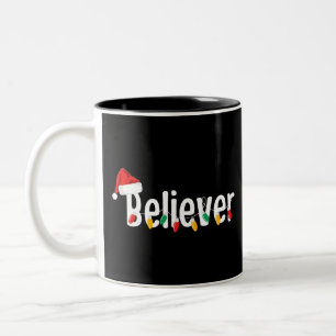 Caneca De Café Em Dois Tons Confiante de Fé de Natal Luzes de Natal Santa Cl