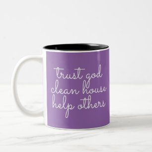 Caneca De Café Em Dois Tons Confie em Deus, a Casa Limpa ajude outros - 12 deg