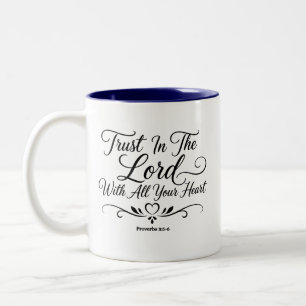 Caneca De Café Em Dois Tons Confie No Senhor Com Todo O Seu Coração