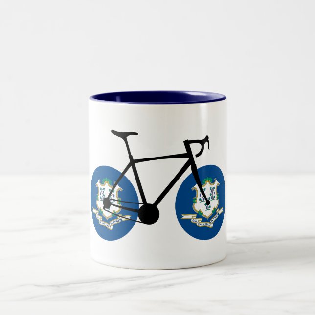 Caneca De Café Em Dois Tons Connecticut Flag Cycling (Centro)