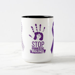 Caneca De Café Em Dois Tons Consciência da violência doméstica