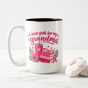Caneca De Café Em Dois Tons Conscientização do Câncer de Mama "eu visto rosa p
