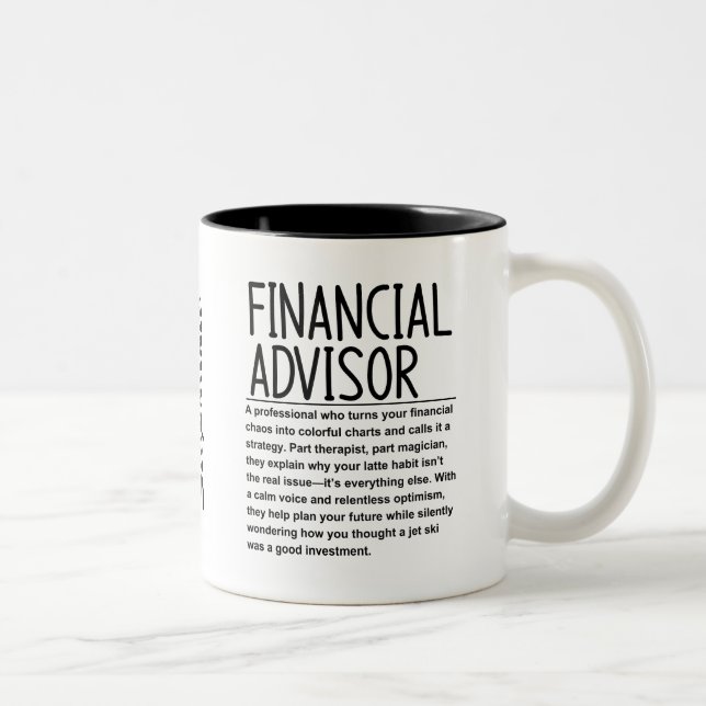 Caneca De Café Em Dois Tons Conselheiro financeiro (Direita)