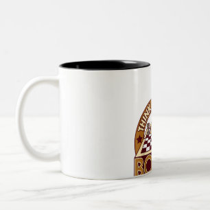 Caneca De Café Em Dois Tons Conselho de Jogo Pensando no Jogador de Xadrez de