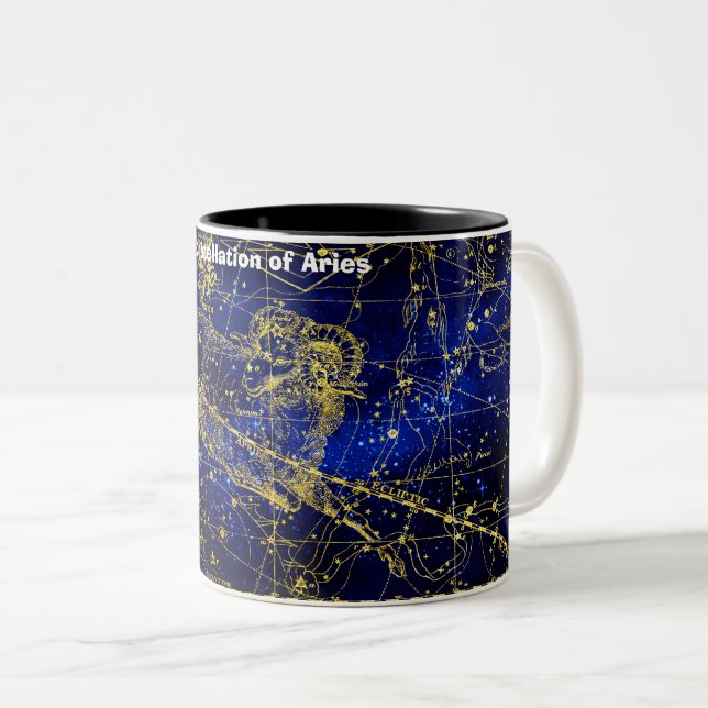Caneca De Café Em Dois Tons Constelação de Aries (Frente Esquerda)