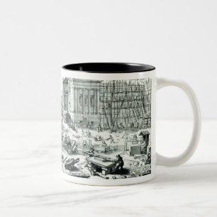 Caneca De Café Em Dois Tons Construindo a galeria nova de British Museum