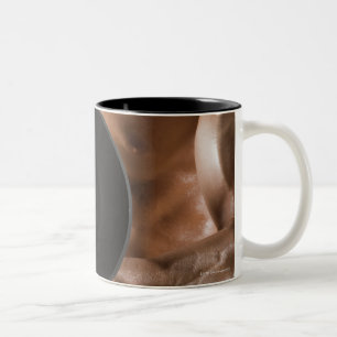 Caneca De Café Em Dois Tons Construtor de corpo masculino que dobra o peso de