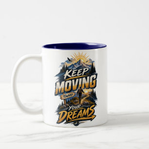 Caneca De Café Em Dois Tons Continue em Direção aos Seus Sonhos – Caneca Inspi