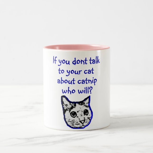 Caneca De Café Em Dois Tons Conversa a seu gato sobre o catnip (Centro)