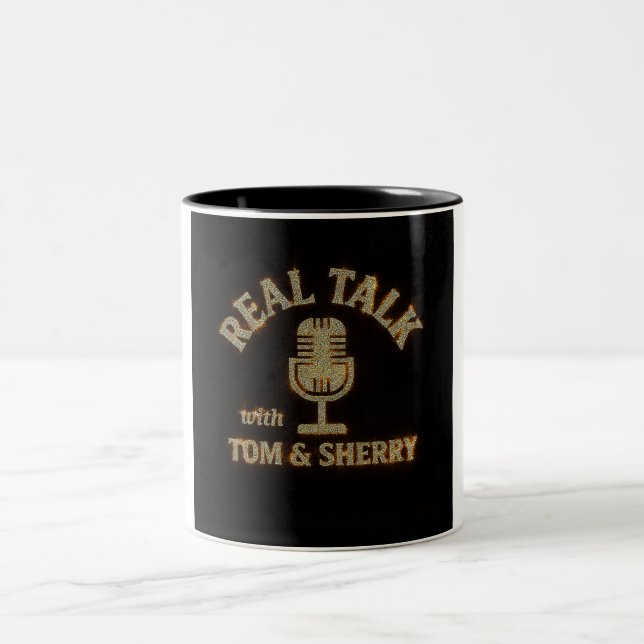 Caneca De Café Em Dois Tons Conversar com Tom e Sherry Podcast Coffee Mug (Centro)