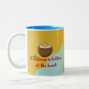 Caneca De Café Em Dois Tons Cookie de Natal de Praia