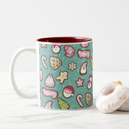 Caneca De Café Em Dois Tons Cookies Turquoise de Natal
