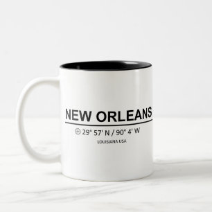 Caneca De Café Em Dois Tons Coordenadas de Nova Orleans - Coordenadas de Nova 