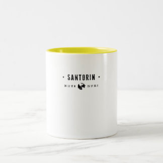 Caneca De Café Em Dois Tons Coordenadas de Santorini com Globo e Estrelas