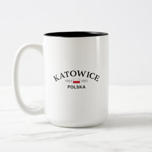 Caneca De Café Em Dois Tons Coordenadas Polonesas Katowice Polska (Polônia)