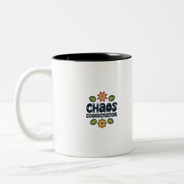 Caneca De Café Em Dois Tons Coordenador de Caos Mamãe Papai especial (Esquerda)
