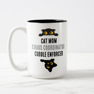 Caneca De Café Em Dois Tons Coordenadora de Caos Mãe de Gato Citação Divertida