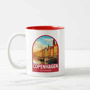 Caneca De Café Em Dois Tons Copenhagen Denmark Viagem Art Vintage