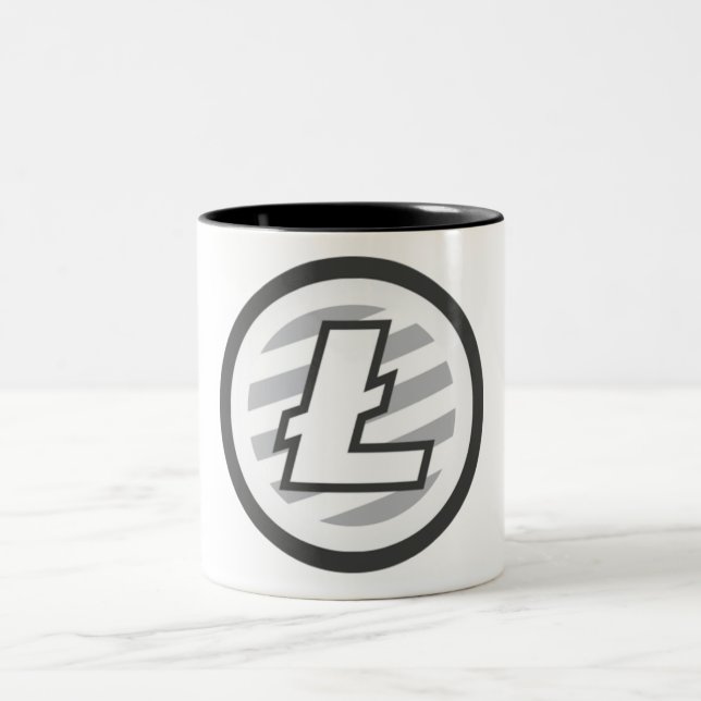 Caneca De Café Em Dois Tons Copo de café de Litecoin (Centro)