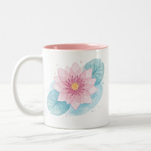 Caneca De Café Em Dois Tons Copo de Café Minimalista Lírio de Água Rosa em Aqu