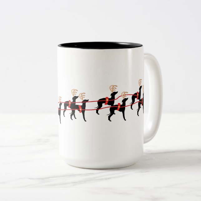Caneca De Café Em Dois Tons Copo de Cão de Natal italiano Greyhound (Frente Esquerda)