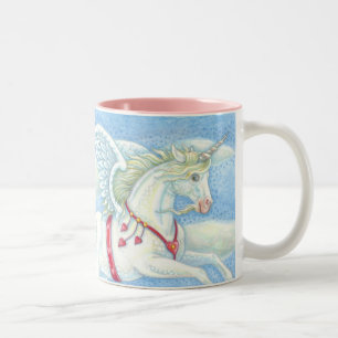 Caneca De Café Em Dois Tons Copo do Dia dos Namorados Unicórnio Corações Voado