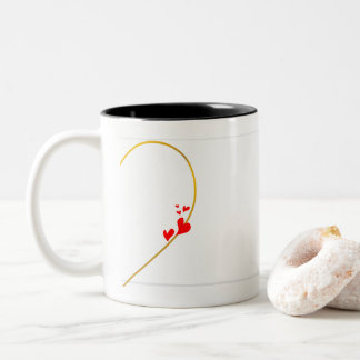 Caneca De Café Em Dois Tons Copo Elegante Rosa e Dourado Coração Linha Casal -