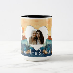 Caneca De Café Em Dois Tons Copo Personalizado com 3 Fotos e Texto Customizado