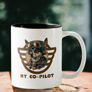 Caneca De Café Em Dois Tons Copo Piloto Cão Bonito, Animal de Estimação Legal,