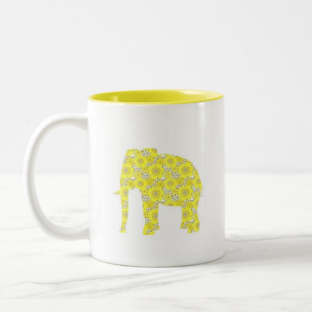 Caneca De Café Em Dois Tons copo retro do elefante (Esquerda)
