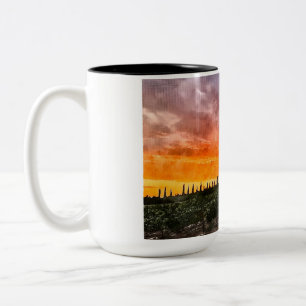 Caneca De Café Em Dois Tons Copo Vinhedo ao Pôr do Sol